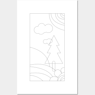 Line Art Landscapes Illustration Posters and Art